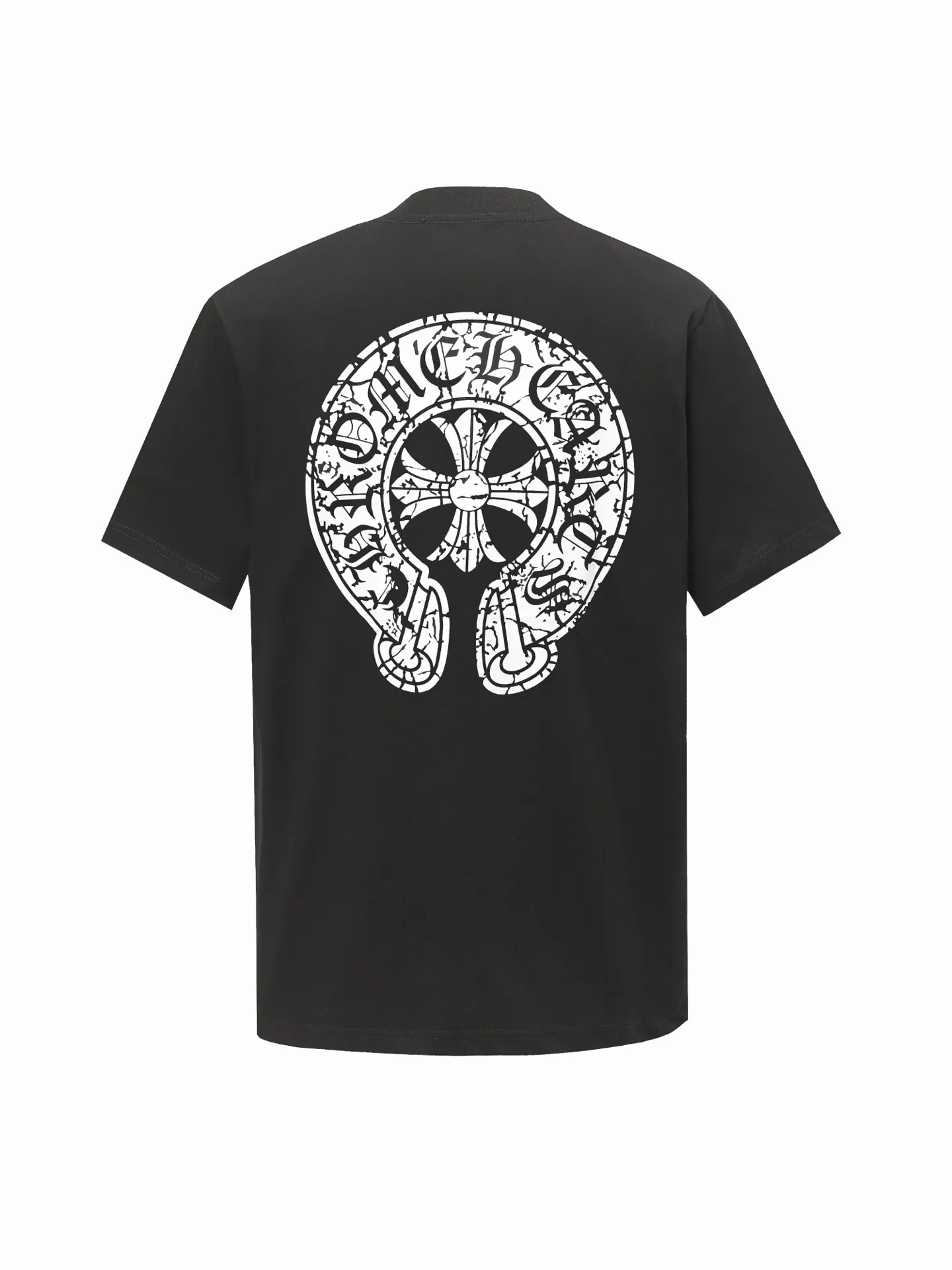 🅿️170 CHROME HEARTS/Chrome Heart CH Sanskrit printed short-sleeved T-shirt The fabric is made of 280g heavy combed cotton, customized with 32 count 1*1 threads, and washed twice for ready-to-wear. The fabric is comfortable and skin-friendly without any strange feeling. Custom-dyed fabric, with high textile density, good drape, and not easy to deform. The thick texture and tight spinning process will not affect the breathability of the fabric. The color saturation is very high. Imported digital direct-injection printing technology. A versatile and good-looking short-sleeve. The loose version covers the flesh and makes you look slimmer. It is the same style for men and women. It has three complete standards. Color: Black-White Size: XS-L